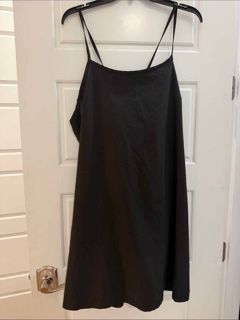 ZELOS Black Athletic Mini Dress with Double Spaghetti Straps